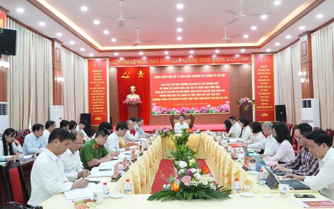 ĐOÀN KIỂM TRA SỐ 12  CỦA BAN THƯỜNG VỤ THÀNH UỶ HÀ NỘI LÀM VIỆC VỚI BAN THƯỜNG VỤ ĐẢNG UỶ XÃ PHƯỢNG DỰC