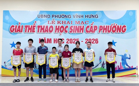 PHƯỜNG VĨNH HƯNG TỔ CHỨC KHAI MẠC GIẢI THỂ THAO HỌC SINH CẤP PHƯỜNG NĂM HỌC 2025 – 2026