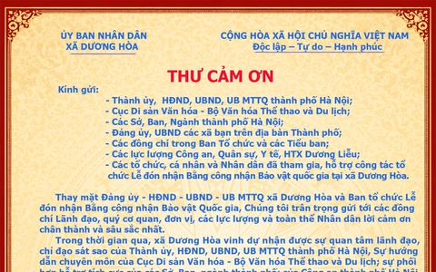 Thư cảm ơn !
