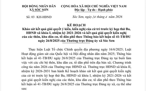 KẾ HOẠCH KHẢO SÁT KẾT QUẢ GIẢI QUYẾT Ý KIẾN, KIẾN NGHỊ CỦA CỬ TRI TRƯỚC KỲ HỌP THỨ BA, HĐND XÃ KHÓA 1, NHIỆM KỲ 2021-2026 VÀ KẾT QUẢ GIẢI QUYẾT KIẾN NGHỊ  CỦA CÁC THÔN, KHU, TỔ DÂN PHỐ
