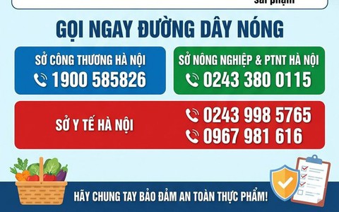 Hà Nội công bố đường dây nóng tiếp nhận phản ánh về an toàn thực phẩm
