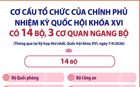 CƠ CẤU TỔ CHỨC CỦA CHÍNH PHỦ NHIỆM KỲ QUỐC HỘI KHÓA XVI