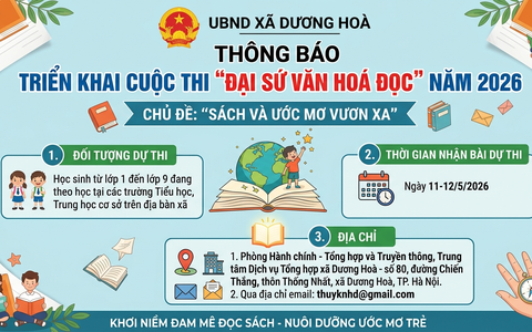 Triển khai tổ chức cuộc thi “Đại sứ Văn hóa đọc xã Dương Hòa” năm 2026 