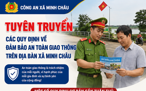 Công an xã Minh Châu tuyên truyền các quy định về đảm bảo an toàn giao thông trên địa bàn xã Minh Châu.