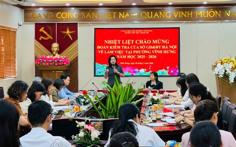 PHƯỜNG VĨNH HƯNG ĐÓN ĐOÀN KIỂM TRA CỦA SỞ GIÁO DỤC VÀ ĐÀO TẠO HÀ NỘI VỀ THỰC HIỆN NHIỆM VỤ GIÁO DỤC TIỂU HỌC HỌC KÌ II, NĂM HỌC 2025 – 2026