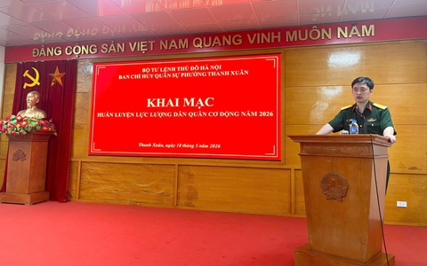 Phường Thanh Xuân tổ chức huấn luyện lực lượng Dân quân cơ động năm 2026