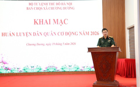 Xã Chương Dương khai mạc huấn luyện dân quân cơ động năm 2026