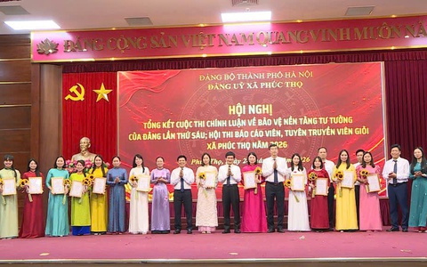 PHÚC THỌ TỔNG KẾT CUỘC THI CHÍNH LUẬN VỀ BẢO VỆ NỀN TẢNG TƯ TƯỞNG CỦA ĐẢNG LẦN THỨ SÁU, NĂM 2026 VÀ HỘI THI BÁO CÁO VIÊN, TUYÊN TRUYỀN VIÊN GIỎI NĂM 2026