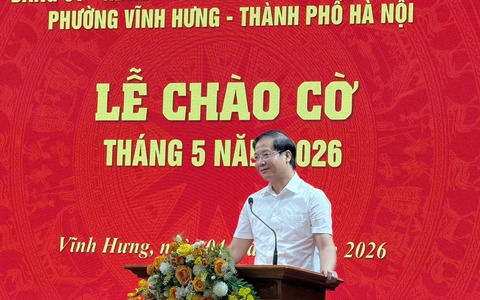 Phường Vĩnh Hưng tổ chức Lễ chào cờ sinh hoạt đầu tháng 5/2026