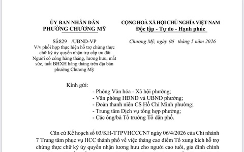 Phường Chương Mỹ phối hợp hỗ trợ chứng thực chữ ký ủy quyền nhận trợ cấp ưu đãi, lương hưu và trợ cấp BHXH hàng tháng