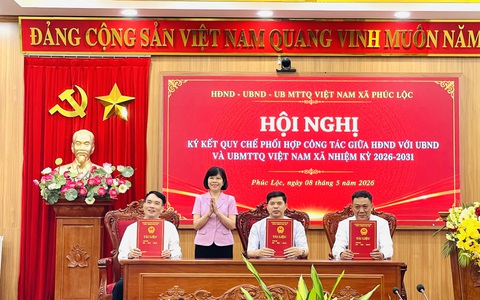Hội nghị ký kết quy chế phối hợp công tác giữa HĐND với UBND và UBMTTQ Việt Nam xã nhiệm kỳ 2026-2031