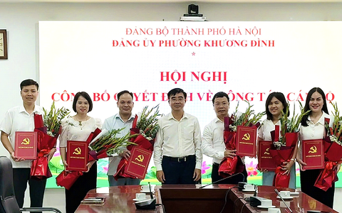 Đảng ủy phường Khương Đình tổ chức hội nghị công bố quyết định chỉ định tham gia Ban Chấp hành Đảng bộ phường nhiệm kỳ 2025-2030