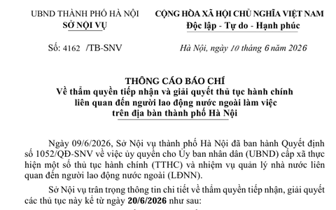 Thông cáo báo chí về thẩm quyền tiếp nhận và giải quyết thủ tục hành chính liên quan đến người lao động nước ngoài làm việc trên địa bàn thành phố Hà Nội
