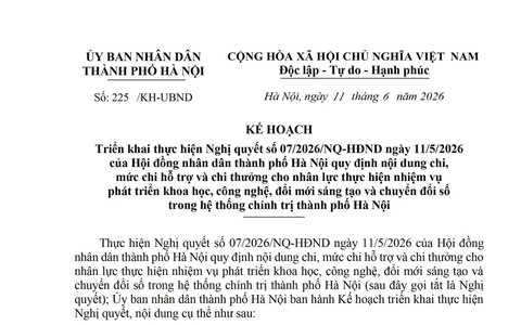 TRIỂN KHAI THỰC HIỆN NGHỊ QUYẾT SỐ 07/2026/NQ-HĐND NGÀY 11/5/2026 CỦA HĐND THÀNH PHỐ QUY ĐỊNH NỘI DUNG CHI, MỨC HỖ TRỢ VÀ CHI THƯỞNG CHO NHÂN LỰC THỰC HIỆN NHIỆM VỤ PHÁT TRIỂN KH,CN,CĐS TRONG HỆ THỐNG CHÍNH TRỊ TP HÀ NỘI