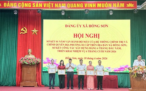 Xã Hồng Sơn sơ kết 01 năm vận hành bộ máy của hệ thống chính trị và chính quyền địa phương 02 cấp và triển khai nhiệm vụ 6 tháng cuối năm 2026.