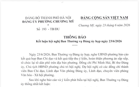 Ban Thường vụ Đảng ủy phường Chương Mỹ thống nhất phương án sắp xếp, tổ chức lại 51 tổ dân phố thành 21 tổ dân phố