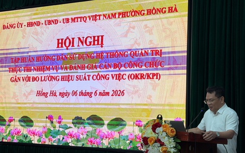 PHƯỜNG HỒNG HÀ TỔ CHỨC HỘI NGHỊ TẬP HUẤN HỆ THỐNG HANOIWORK VÀ ĐÁNH GIÁ CÁN BỘ THEO PHƯƠNG PHÁP OKR/KPI