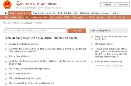 Hà Nội triển khai Danh mục 26 Dịch vụ công trực tuyến phổ biến thuộc thẩm quyền giải quyết của UBND cấp xã trên Cổng Dịch vụ công Quốc gia