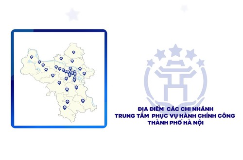 Địa chỉ 12 Chi nhánh Trung tâm Phục vụ hành chính công thành phố Hà Nội
