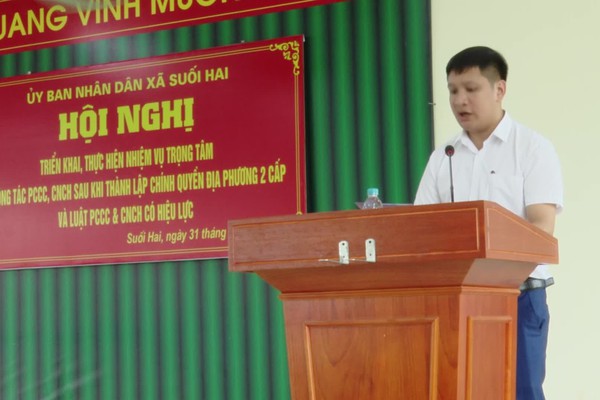 UBND xã Suối Hai tổ chức Hội nghị triển khai thực hiện nhiệm vụ PCCC và CNCH theo Luật mới