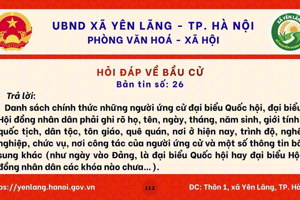 BẢN TIN 26 HỎI ĐÁP VỀ BẦU CỬ QUỐC HỘI KHÓA XVI VÀ HĐND CÁC CẤP NHIỆM KỲ 2026-2031