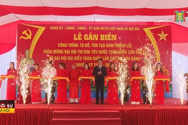Xã Nội Bài gắn biển công trình chào mừng Đại hội XIV của Đảng