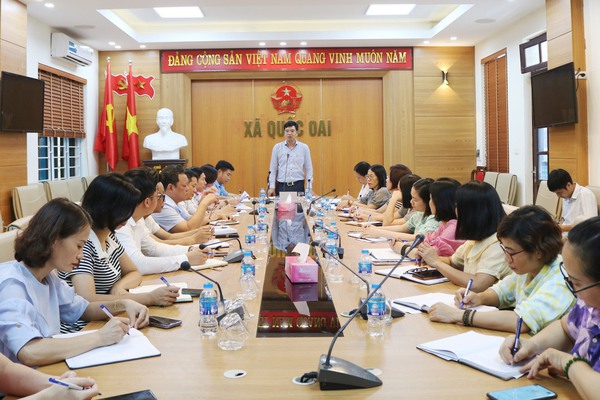 Lãnh đạo UBND xã Quốc Oai làm việc với trạm y tế xã: ghi nhận những kết quả nổi bật sau 1 tháng chính thức hoạt động