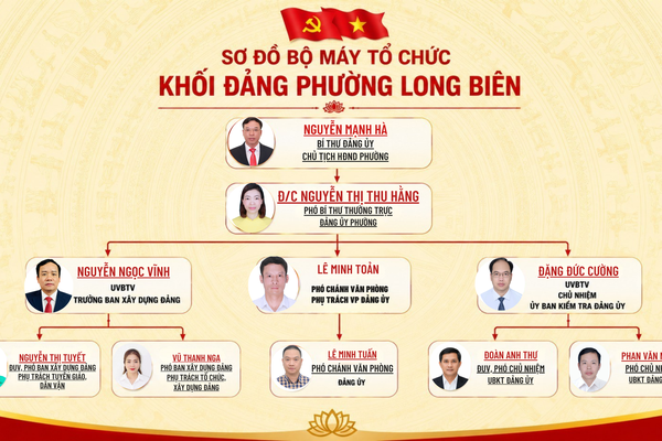 Sơ đồ bộ máy tổ chức khối Đảng phường Long Biên