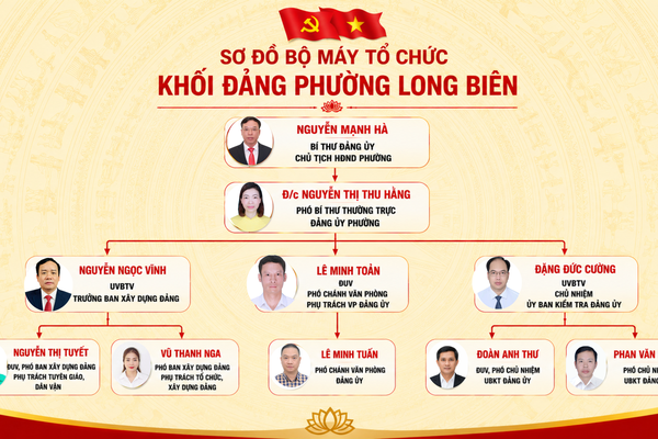 Sơ đồ bộ máy tổ chức khối Đảng phường Long Biên