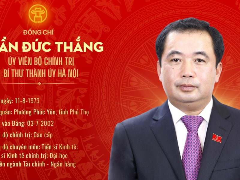 Đồng chí Trần Đức Thắng giữ chức Bí thư Thành ủy Hà Nội