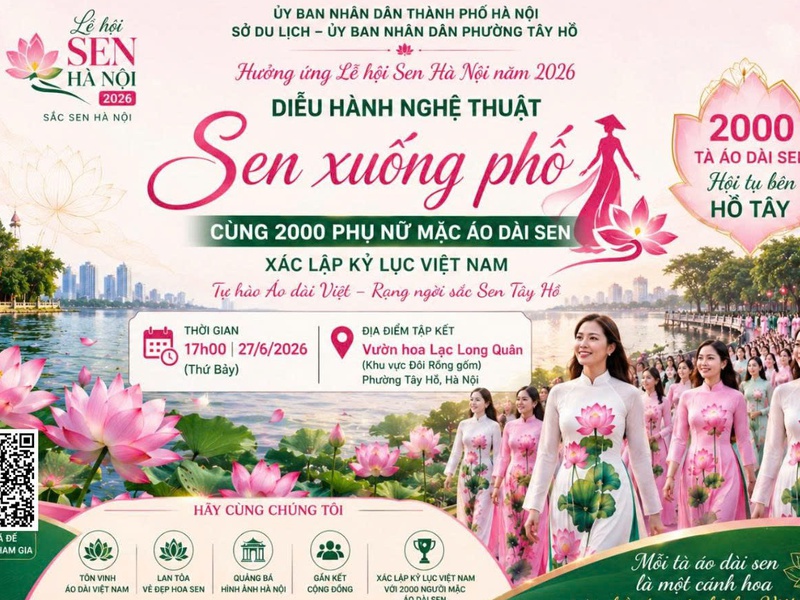CÙNG TẠO NÊN DẤU ẤN 2.000 TÀ ÁO DÀI SEN BÊN HỒ TÂY