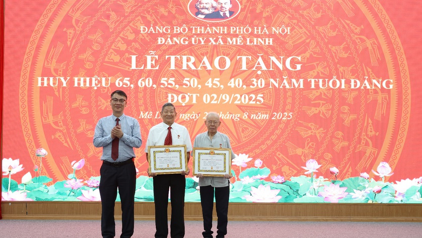 Xã Mê Linh tổ chức Lễ trao Huy hiệu Đảng đợt 2/9/2025