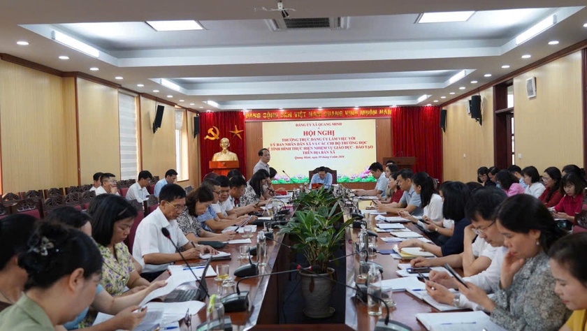 Thường trực Đảng ủy xã Quang Minh làm việc với UBND xã và các chi bộ trường học về nhiệm vụ giáo dục - đào tạo năm học 2025-2026