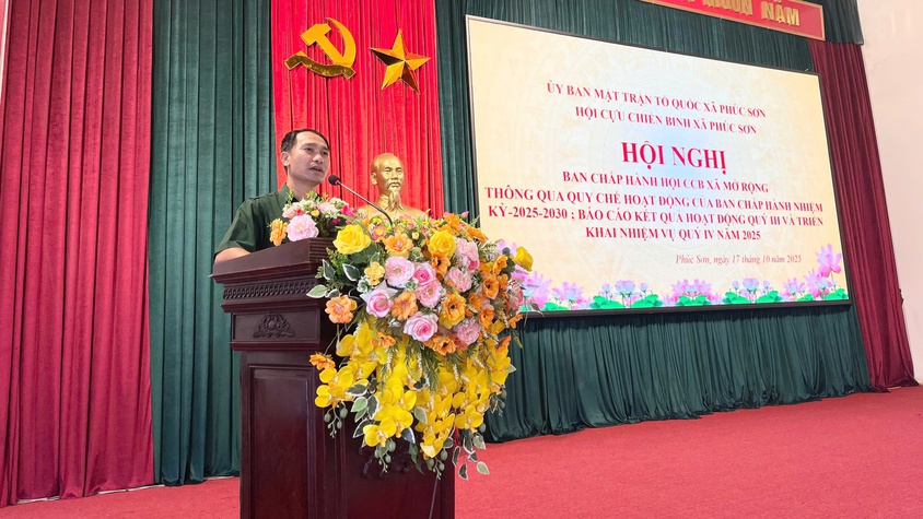 HỘI CỰU CHIẾN BINH XÃ PHÚC SƠN TỔ CHỨC HỘI NGHỊ BAN CHẤP HÀNH MỞ RỘNG ĐÁNH GIÁ CÔNG TÁC QUÝ III, TRIỂN KHAI NHIỆM VỤ QUÝ IV NĂM 2025