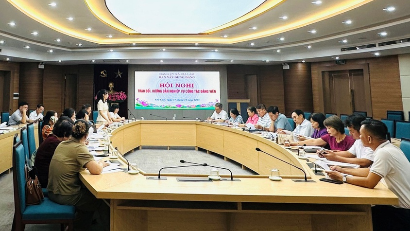 BAN XÂY DỰNG ĐẢNG XÃ GIA LÂM TỔ CHỨC HỘI NGHỊ TRAO ĐỔI, HƯỚNG DẪN NGHIỆP VỤ CÔNG TÁC ĐẢNG VIÊN