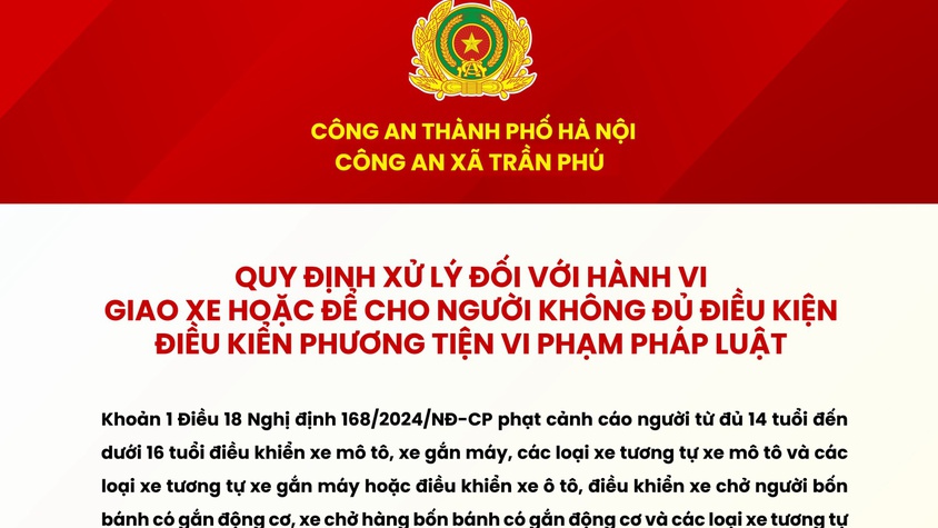 QUY ĐỊNH XỬ LÝ ĐỐI VỚI HÀNH VI GIAO XE HOẶC ĐỂ CHO NGƯỜI KHÔNG ĐỦ ĐIỀU KIỆN ĐIỀU KHIẾN PHƯƠNG TIỆN VI PHẠM PHÁP LUẬT
