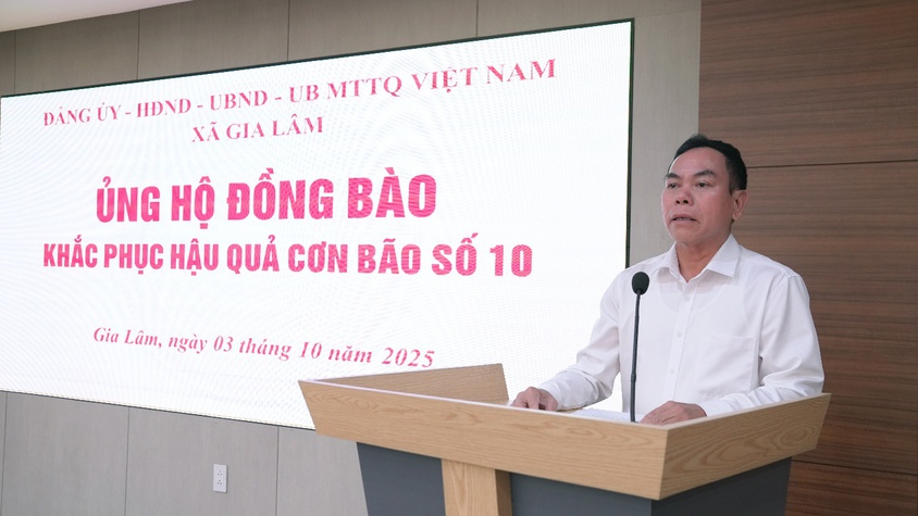 Xã Gia Lâm tổ chức ủng hộ đồng bào khắc phục hậu quả cơn bão số 10