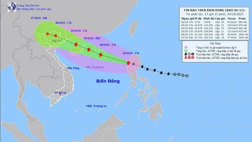 Bão Matmo đã đi vào Biển Đông, trở thành bão số 11 trong năm 2025