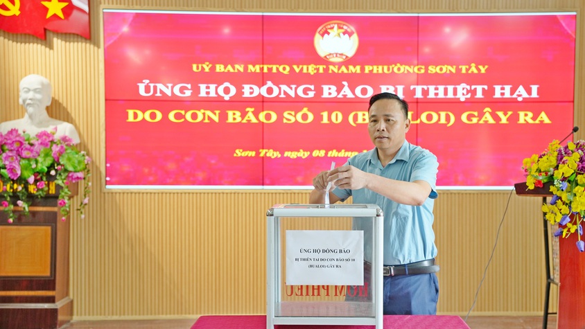 MTTQ VIỆT NAM PHƯỜNG SƠN TÂY PHÁT ĐỘNG ỦNG HỘ ĐỒNG BÀO BỊ THIỆT HẠI DO BÃO SỐ 10