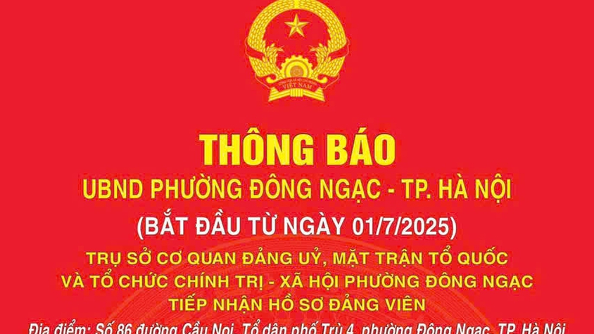 THÔNG BÁO VỀ VIỆC SẮP XẾP, TỔ CHỨC LẠI ĐƠN VỊ HÀNH CHÍNH VÀ ĐỊA ĐIỂM LÀM VIỆC CỦA PHƯỜNG ĐÔNG NGẠC
