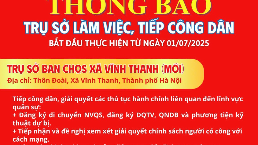 Trụ sở làm việc, tiếp công dân của BCH Quân sự  xã VĩnhThanh