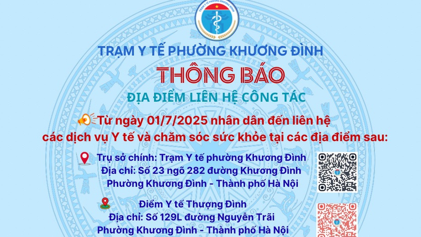 Trạm Y tế phường Khương Đình: Một số thông tin cần biết