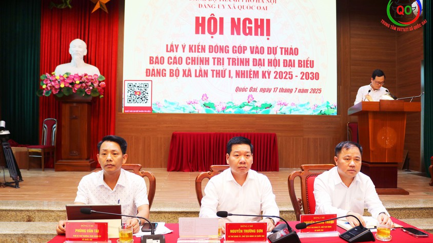 Đảng ủy xã Quốc Oai tổ chức Hội nghị lấy ý kiến góp ý của các đồng chí cán bộ lãnh đạo chủ chốt đối với Dự thảo Báo cáo chính trị trình Đại hội Đảng bộ xã lần thứ I, nhiệm kỳ 2025-2030

