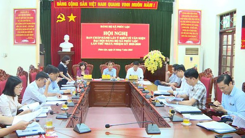Ban Chấp hành Đảng bộ xã Phúc Lộc tổ chức Hội nghị lấy ý kiến vào dự thảo Văn kiện Đại hội Đảng bộ xã lần thứ I, nhiệm kỳ 2025–2030