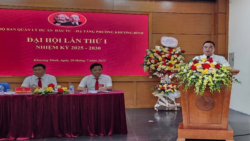 Chi bộ Ban quản lý Dự án đầu tư - hạ tầng phường Khương Đình tổ chức Đại hội lần thứ I, nhiệm kỳ 2025-2030
