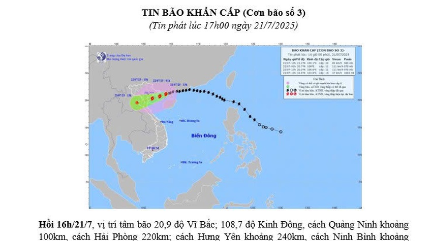 Tin bão khẩn cấp cơn bão số 3