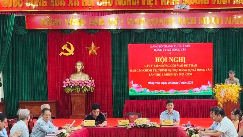 Đảng uỷ Xã Hồng Vân tổ chức hội nghị lấy ý kiến góp ý vào dự thảo Văn kiện Đại hội Đảng bộ xã lần thứ I, nhiệm kỳ 2025-2030