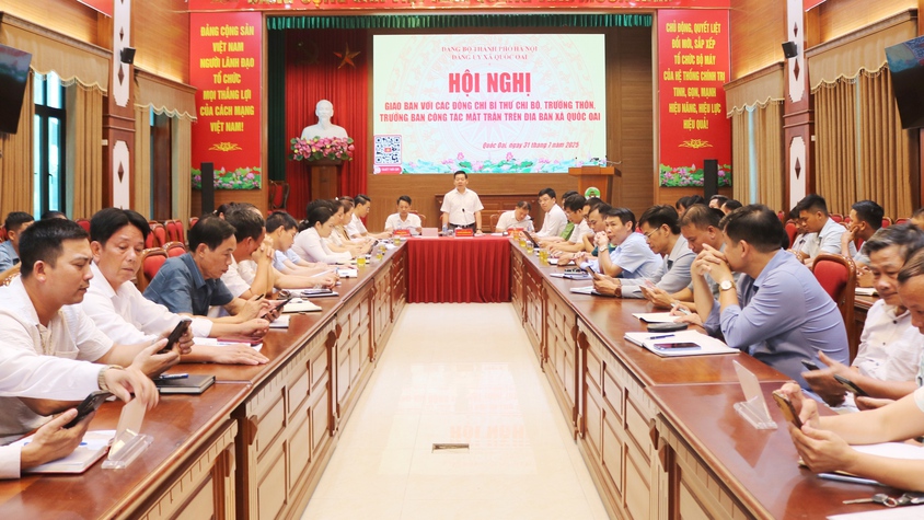 Quốc Oai tổ chức hội nghị giao ban Bí thư Chi bộ, Trưởng thôn, Trưởng ban công tác Mặt trận