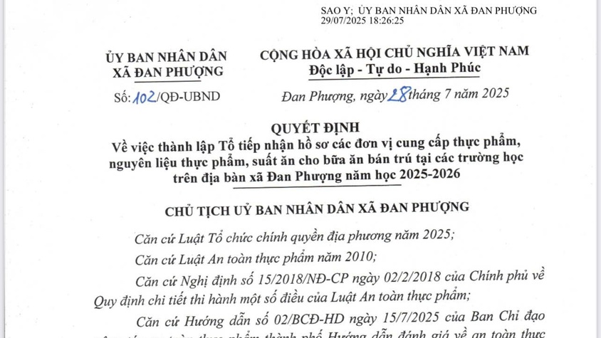 Quyết định số 102/QĐ-UBND của UBND xã Đan Phượng