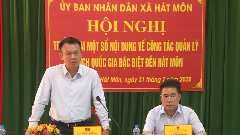 UBND xã Hát Môn tổ chức hội nghị triển khai một số nội dung về công tác quản lý Di tích Quốc gia đặc biệt Đền Hát Môn